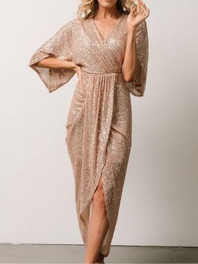 Baltic Born Dova Sequin Midi Dress rose M